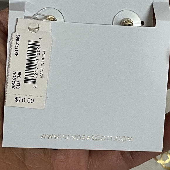 Kendra Scott Aragon Sage Mica&14K Gold Plated Drop Earrings NWT - Picture 5 of 12